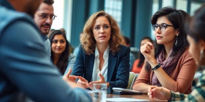 Verbraucherschützer diskutieren Rechte in einem Meeting.