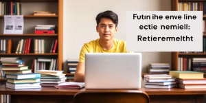 Student am Schreibtisch denkt über Rente nach.