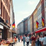 Vibrant German city scene reflecting economic growth and activity.
