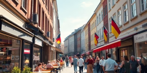 Vibrant German city scene reflecting economic growth and activity.
