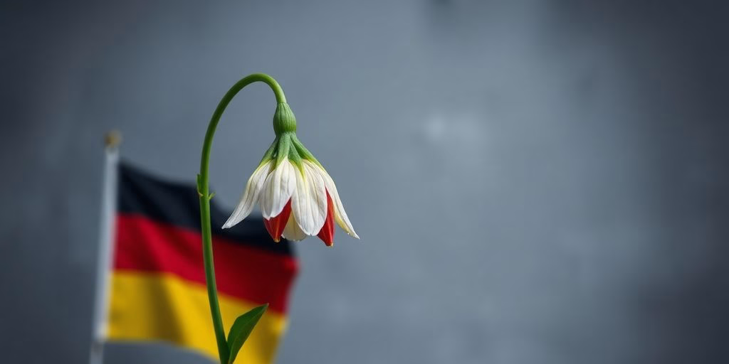 German flag with wilting flower.