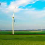 Wind turbines in a field, Germany.