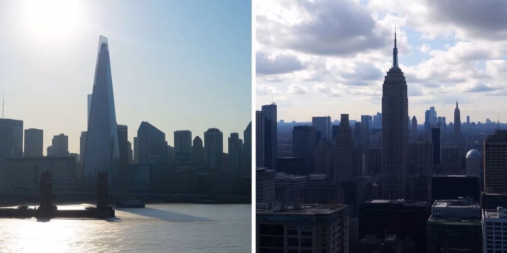 London skyline, New York skyline