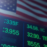 Stock market chart with US flag